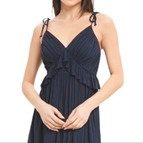 WISHLIST ruffles smocked maxi dress M blue - Picture 3 of 6